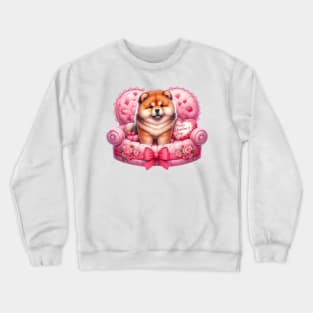 Valentine Chow Chow Dog in Bed Crewneck Sweatshirt